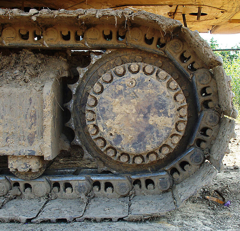 rusty excavator track wheel 2