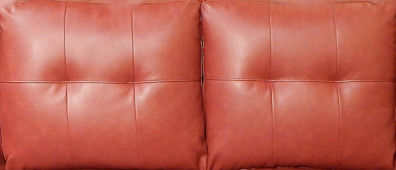 red leather backrest couch pillows 1