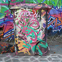 garbage bin graffiti tags