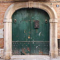 aged medieval door green 19