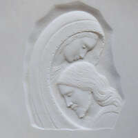 madonna and jesus on white stone ornament 11