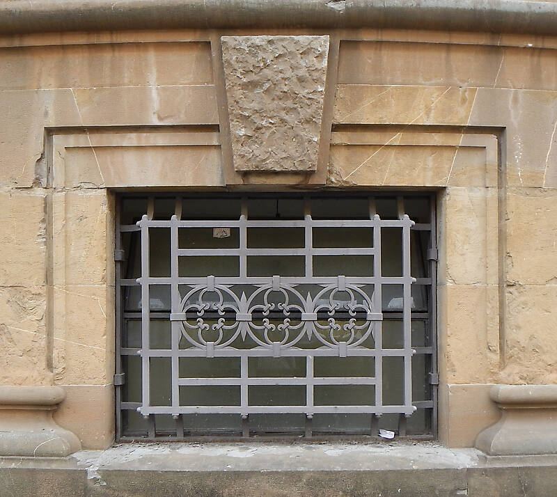 yellow stone frame medieval window