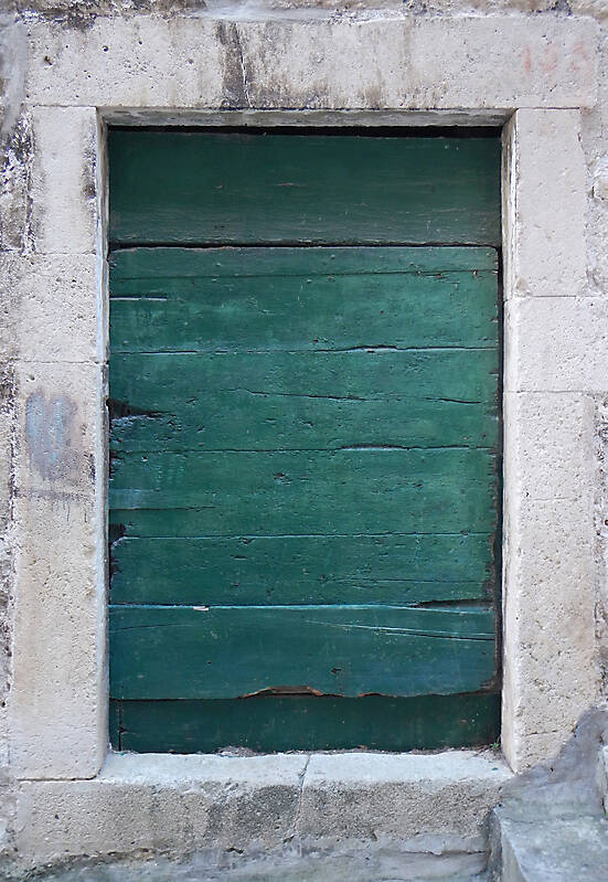 ruined paint old door green