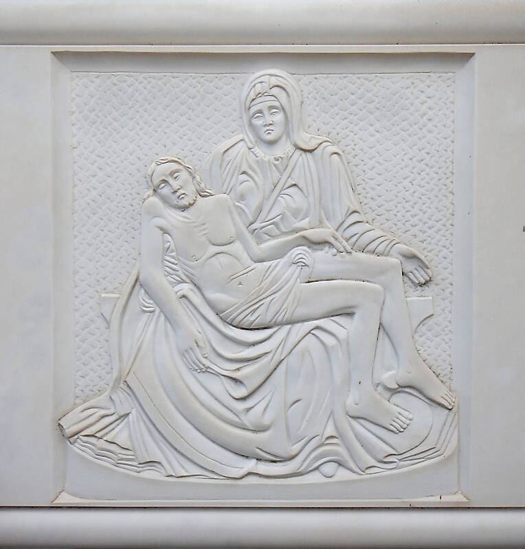 jesus and madonna white stone ornament 2