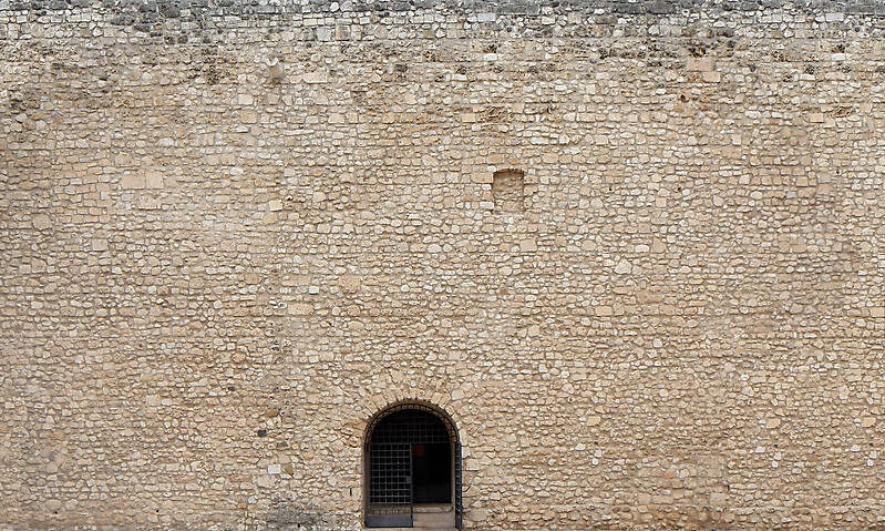 stone bricks wall with door 4