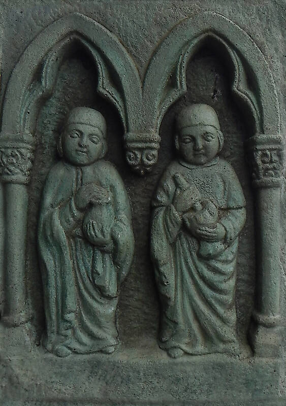 monks statue green ornament