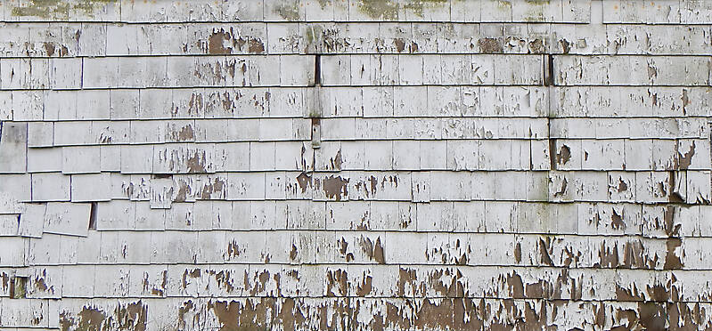 old and scraped paint shingles