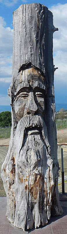 log carved face