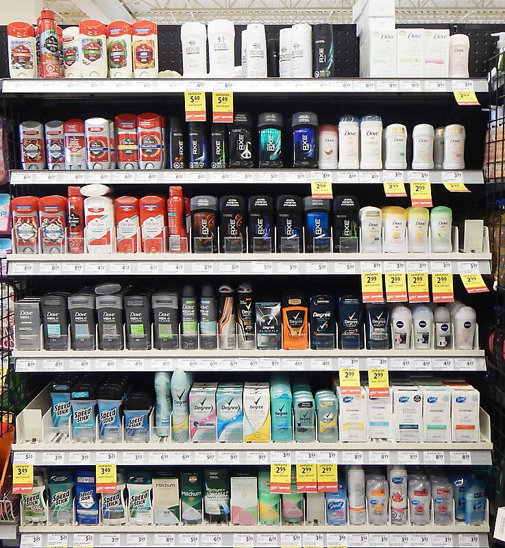 market shelves deodorants