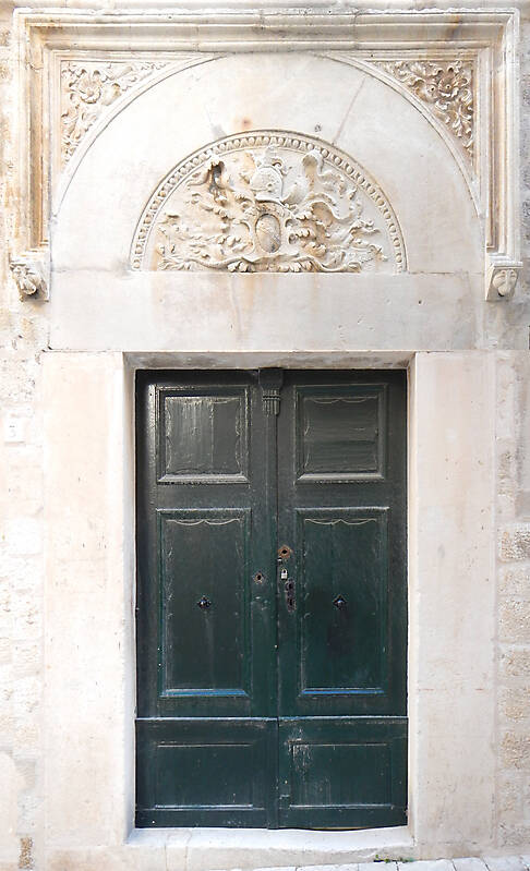 aged medieval door green 1