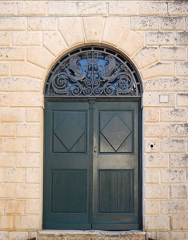 aged medieval door green 8