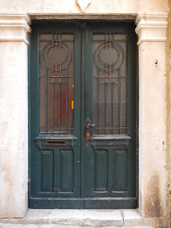 aged medieval door green 2