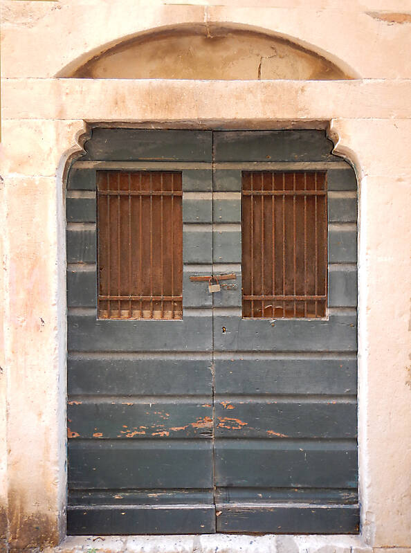 aged medieval door green 3