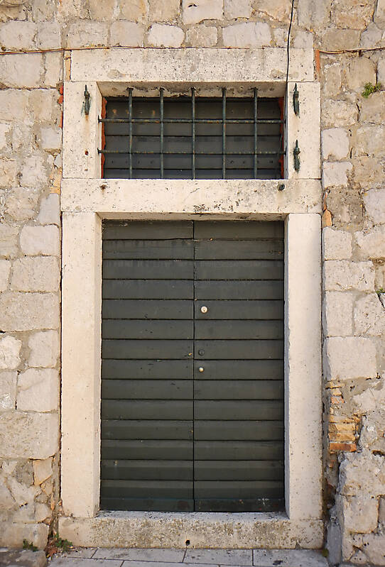 aged medieval door green 11