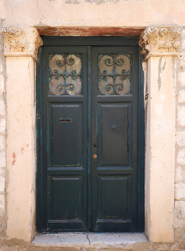 aged medieval door green 4